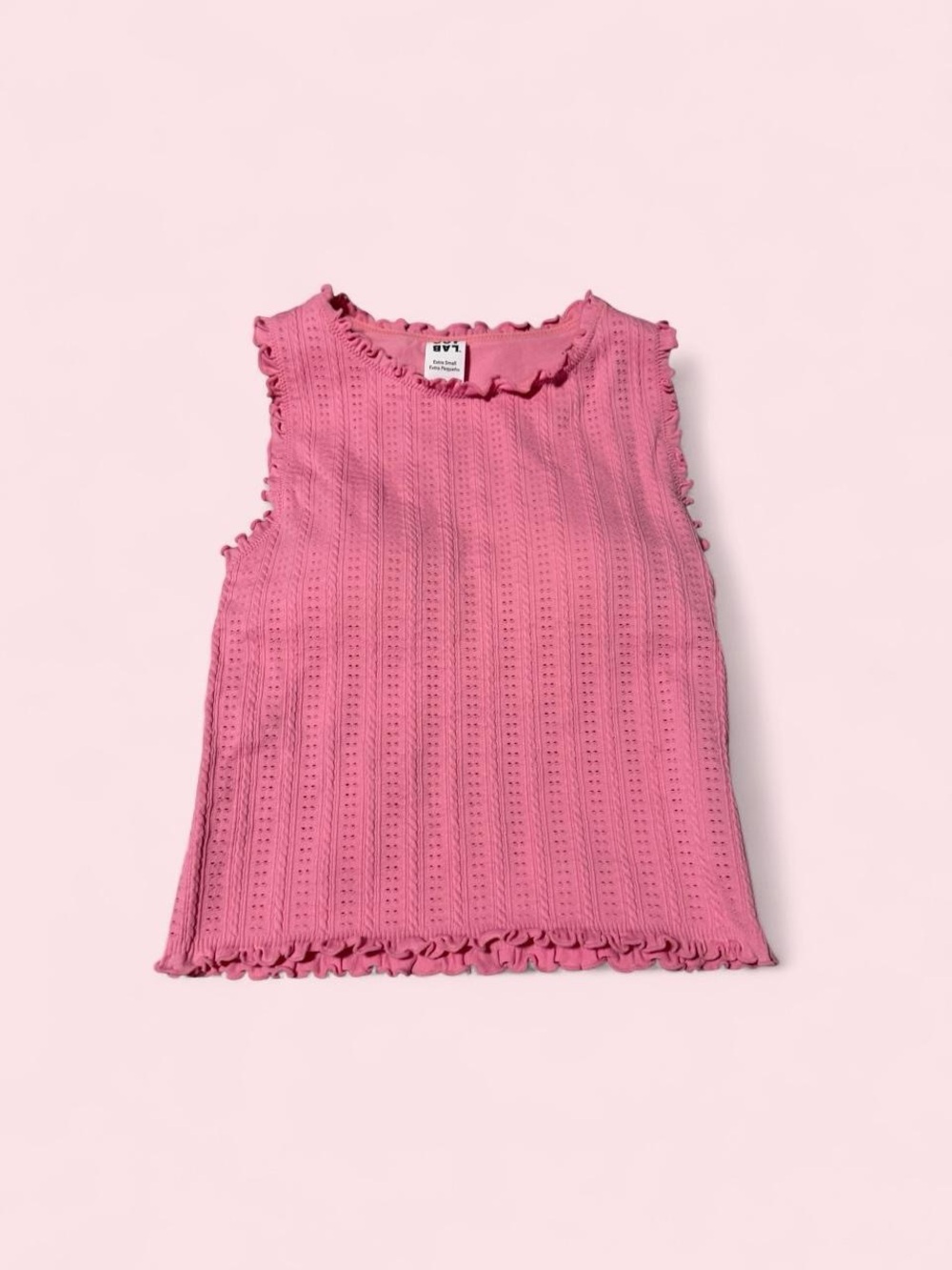 JoyLab Pink Eyelet Ruffle Trim Tank